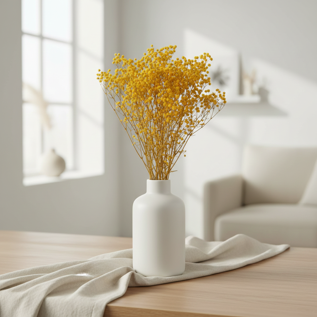 Stabilizovaná Gypsophila žlutá – jemná květina pro svěží dekorace a aranžmá